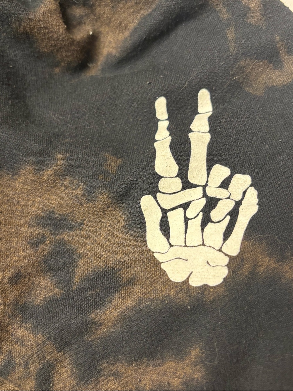 Tie-Dye Black & Brown Jogger Pant skeleton Peace Hand Graphic Bowery supply co M - Picture 6 of 10
